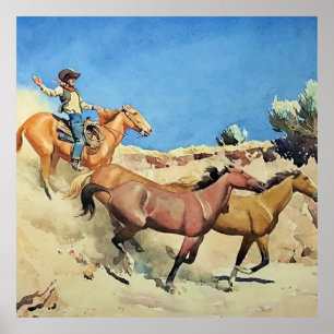 “Saddle Stock” Western Art by Maynard Dixon Poster