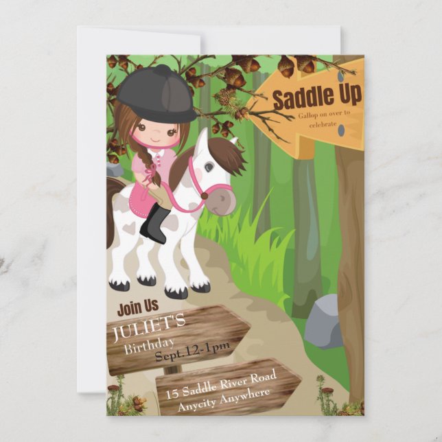 Saddle Up Birthday Invitation 1 (Girl) (Front)