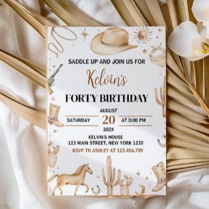 Saddle Up Boho Rodeo Birthday Invitation