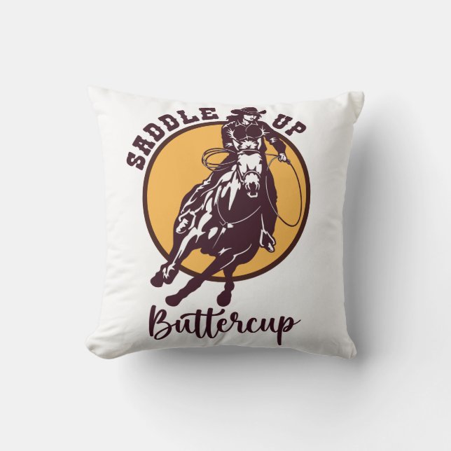 Saddle up buttercup cushion (Front)