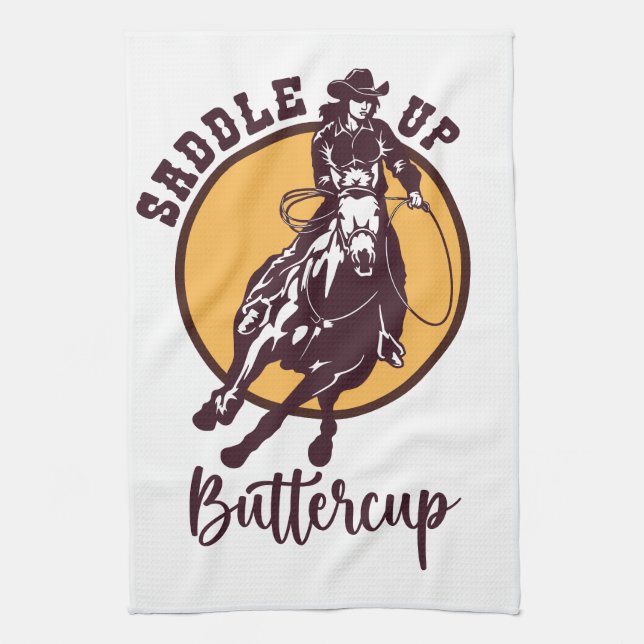 Saddle up buttercup tea towel (Vertical)