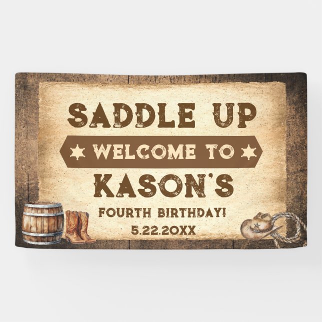 Saddle Up Country Western Cowboy Banner (Horizontal)