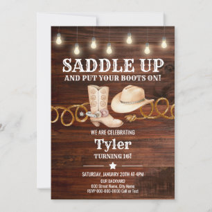 Saddle Up, Cowboy and Western Birthday Party Invitation