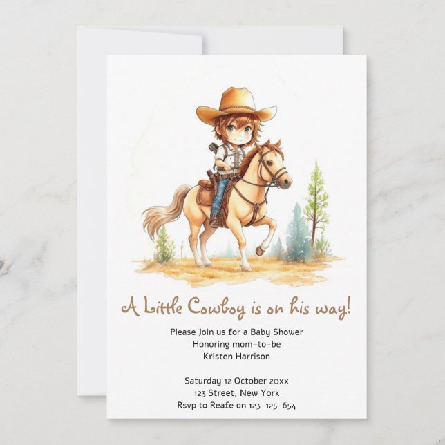 Saddle Up: Cowboy Baby Shower Adventure Invitation (Front)