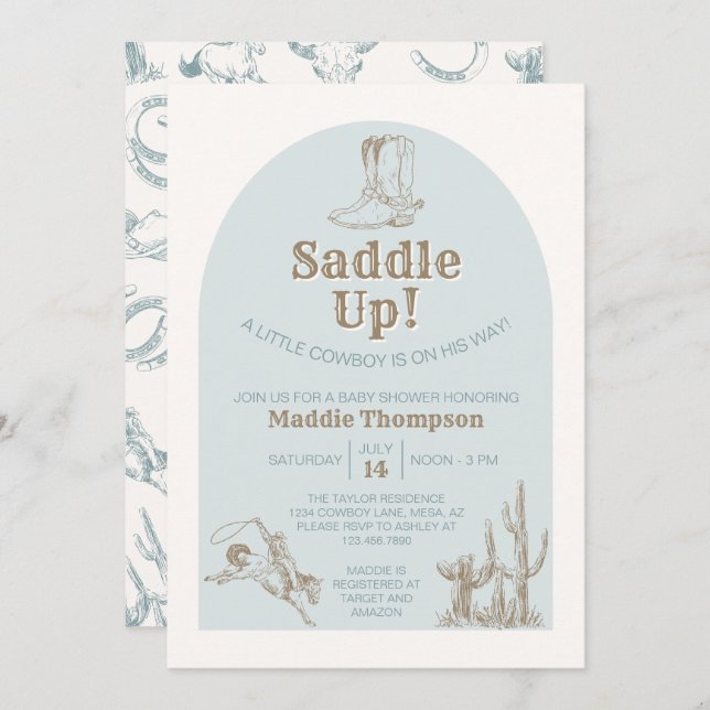 Saddle Up! Cowboy Baby Shower Invitation (Front/Back)