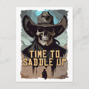 Saddle Up Cowboy Saying Wild West Illustration Art Postcard