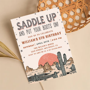 Saddle Up Cowboy Western Birthday Country Boots Invitation