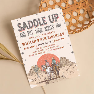Saddle Up Cowboy Western Birthday Country Boots Invitation