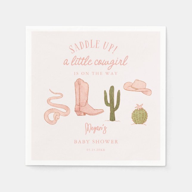 Saddle Up Cowgirl Baby Shower Napkins (Front)