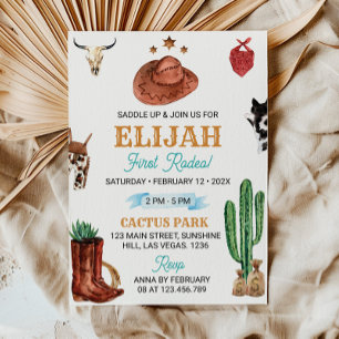 Saddle Up First Rodeo Cowboy Birthday Invitation
