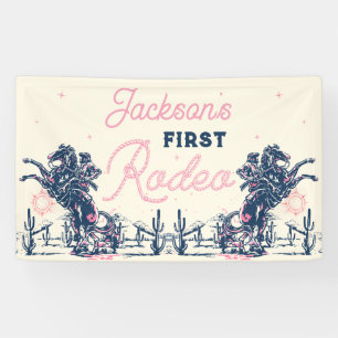 Saddle up First Rodeo Cowboy Birthday Party Banner