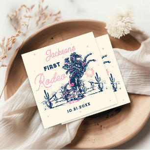 Saddle up First Rodeo Cowboy Birthday Party Napkin