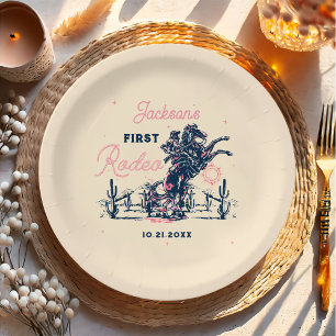 Saddle up First Rodeo Cowboy Birthday Party Paper Plate