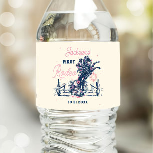 Saddle up First Rodeo Cowboy Birthday Water Bottle Label