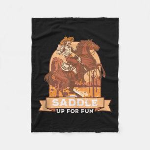 Saddle Up For Fun Cowboy Western Riding Humor Tank Fleece Blanket
