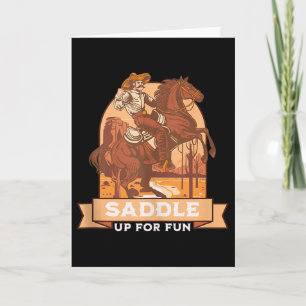 Saddle Up For Fun Cowboy Western Riding Humour Tan Card