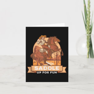 Saddle Up For Fun Cowboy Western Riding Humour Tan Card
