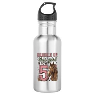 Saddle Up Girl 5th Birthday Horse Cowgirl Shirt 532 Ml Water Bottle