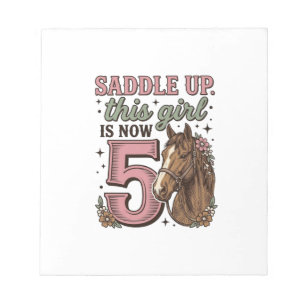 Saddle Up Girl 5th Birthday Horse Cowgirl Shirt Notepad