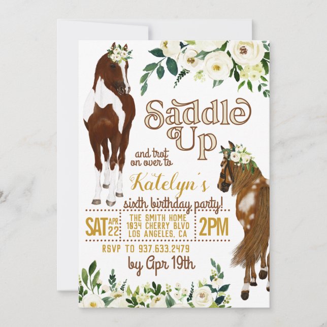 Saddle Up Horse Birthday Invitation (Front)