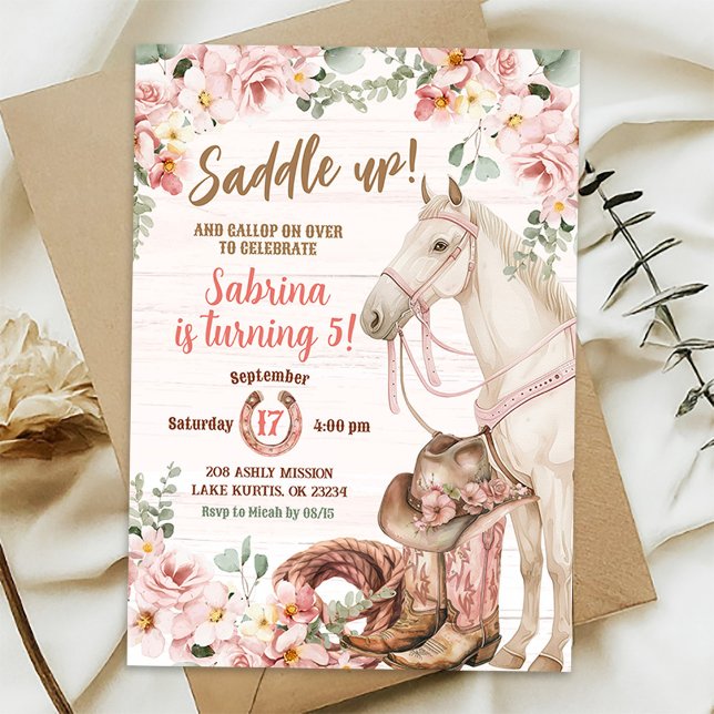 Saddle Up Horse Cowgirl Birthday Invitation (Creator Uploaded)