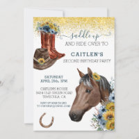 Saddle Up Horse Lover Sunflower Birthday  