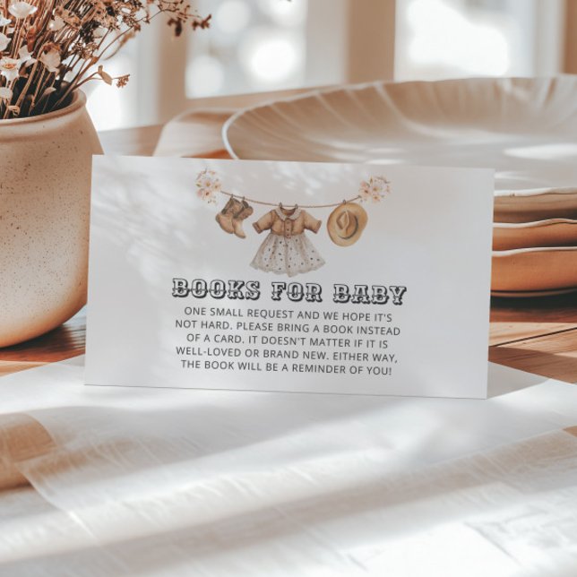 Saddle Up Little Cowgirl Baby Shower Book Request Enclosure Card (Creator Uploaded)