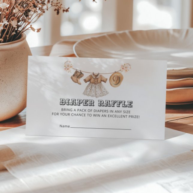 Saddle Up Little Cowgirl Baby Shower Diaper Raffle Enclosure Card (Creator Uploaded)