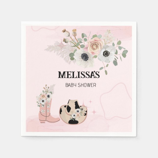 Saddle Up Modern Western Cowgirl Custom Napkin (Front)