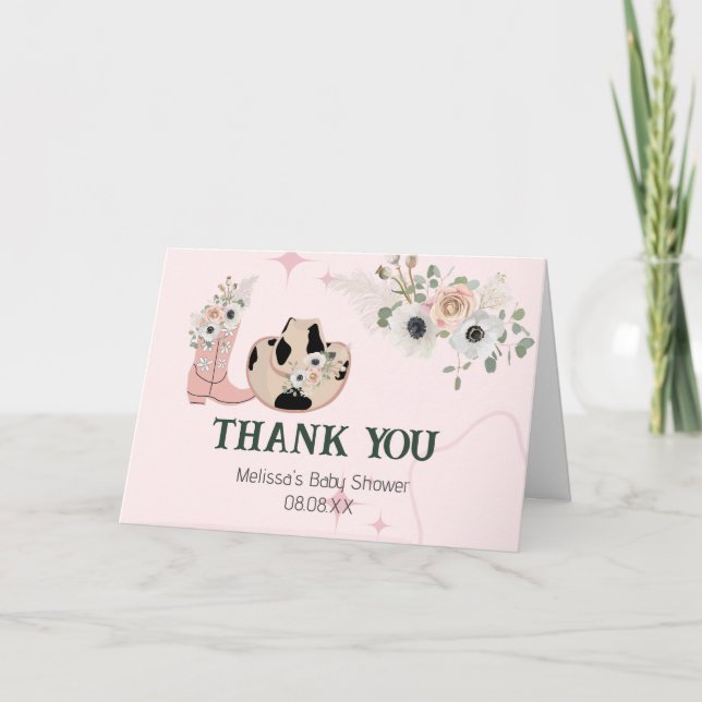 Saddle Up Modern Western Cowgirl custom photo Thank You Card (Front)