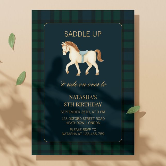 Saddle Up Preppy Horse Birthday  Invitation (Creator Uploaded)