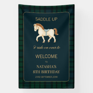 Saddle Up Preppy Horse Birthday Welcome Banner