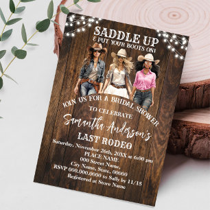 Saddle Up Put Your Boots Cowgirl Bridal Shower Invitation