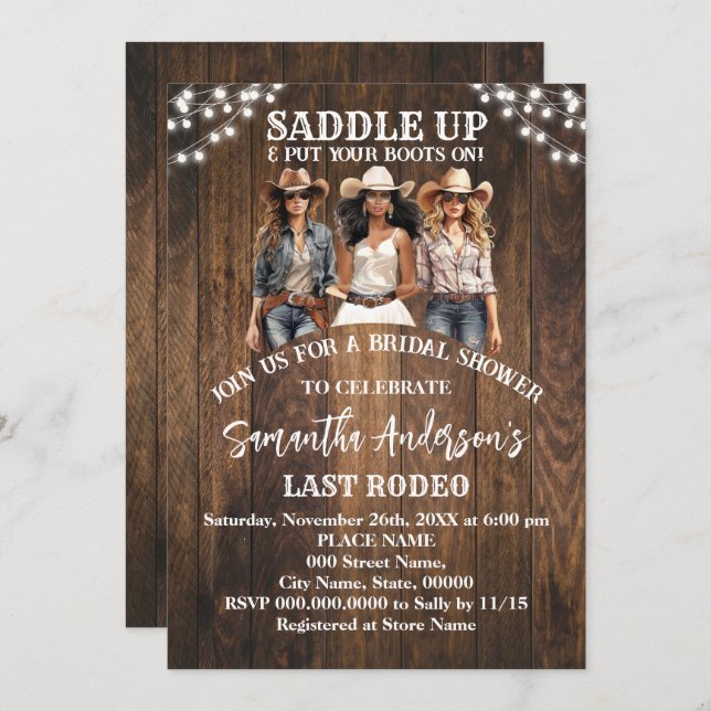 Saddle Up Put Your Boots Cowgirl Bridal Shower Invitation (Front/Back)