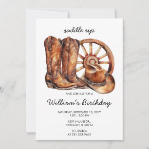 Saddle Up Rustic Western Birthday Party Invitation