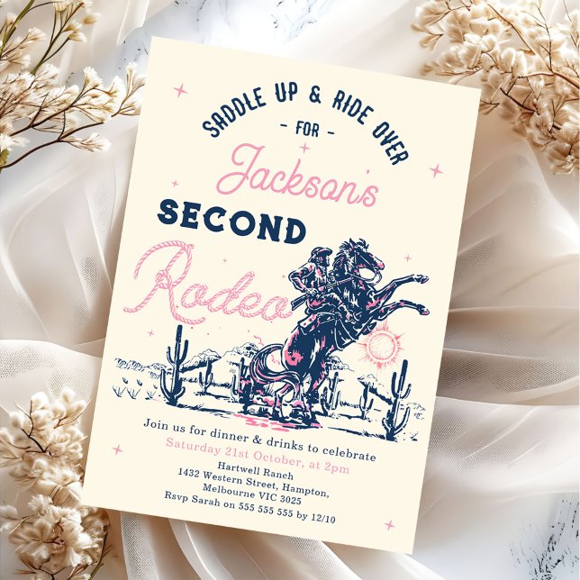 Saddle up Second Rodeo Cowboy Birthday Party Invitation (Creator Uploaded)