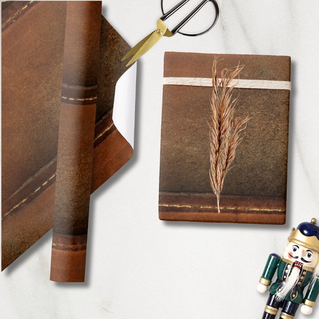 Saddle Up Tan Faux Leather Wrapping Paper (Creator Uploaded)