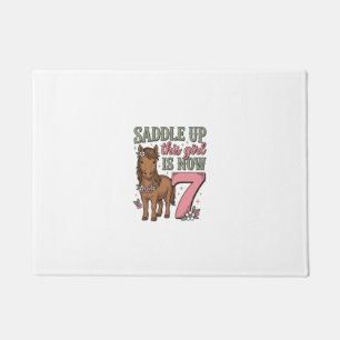 Saddle Up This Girl Is Now 7 Horse Birthday Shirt Doormat