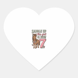 Saddle Up This Girl Is Now 7 Horse Birthday Shirt Heart Sticker