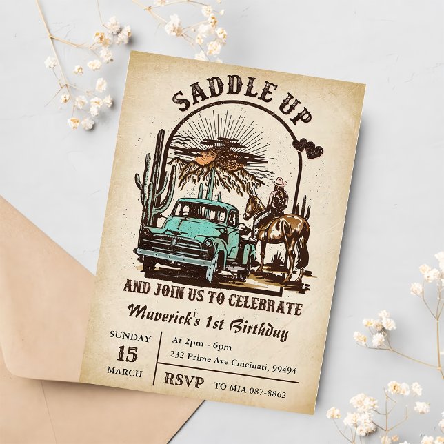 Saddle Up Western 1st Birthday Party Invitation (Creator Uploaded)