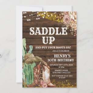  Saddle Up Western Birthday for Man  Invitation