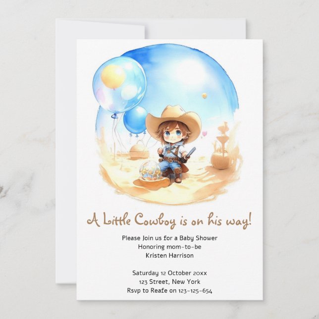 Saddle Up: Western Cowboy Baby Shower Invitation (Front)