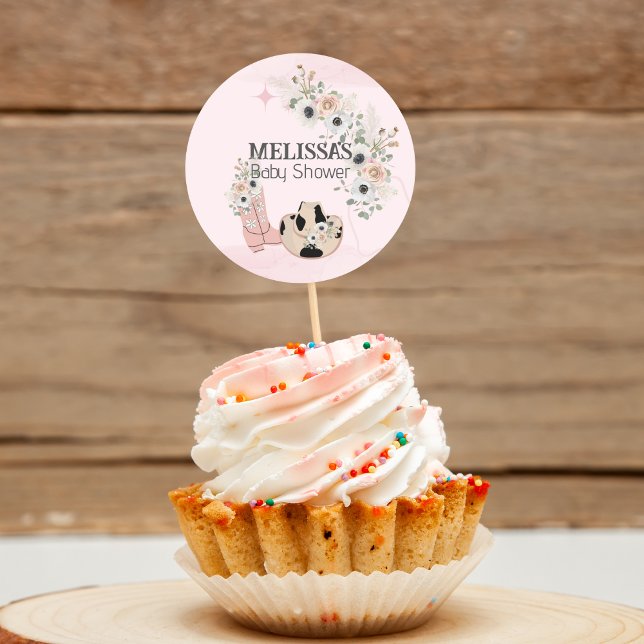 Saddle Up Western Cowgirl Cupcake Topper Classic Round Sticker (Creator Uploaded)