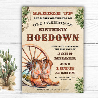 Saddle Up! Western Hoedown Birthday Party Cowboy Invitation