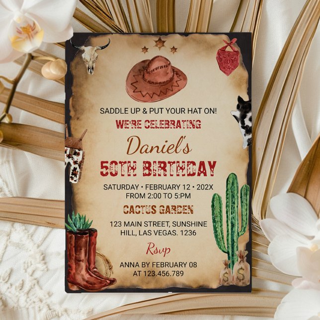 Saddle Up Western Rodeo Cowboy Birthday Invitation (Creator Uploaded)