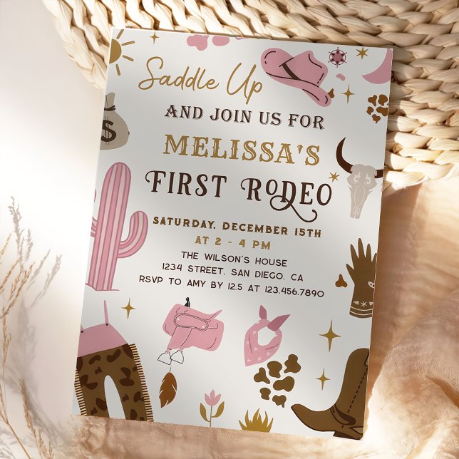 Saddle Up Wild West Rodeo Cowgirl Ranch Birthday Invitation (Creator Uploaded)