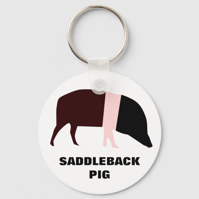 Saddleback Pig Customisable Keychain (Front)
