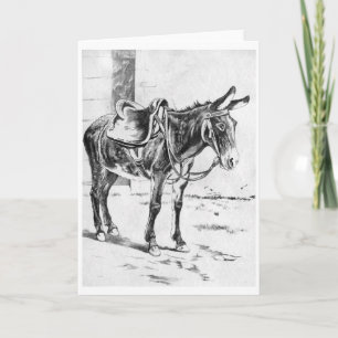 Saddled Up Donkey, Greeting Card
