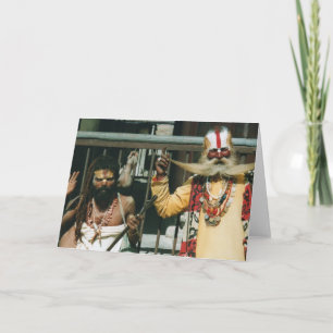 Sadhus in Nepal, postcard