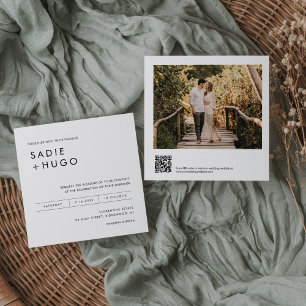 SADIE Minimal Square Wedding Invite Photo, QR Code